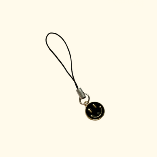 Smiley Black Phone Charm