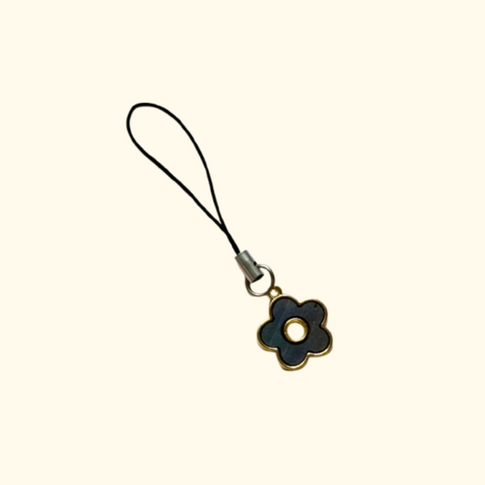 Flower Black Phone Charm